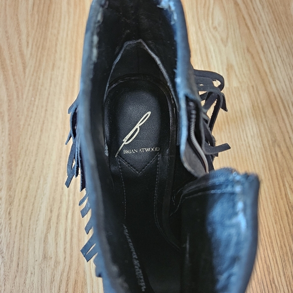 Brian Atwood Nova Suede Leather Fringe Ankle Women's Booties Size 7 Black. - Picture 14 of 16